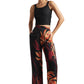 Zaccai Women's Black Organza Abstract Co-ord Set - Swadesiicart