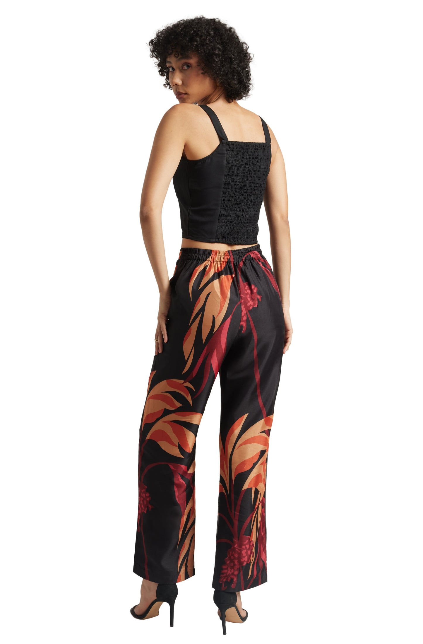 Zaccai Women's Black Organza Abstract Co-ord Set - Swadesiicart