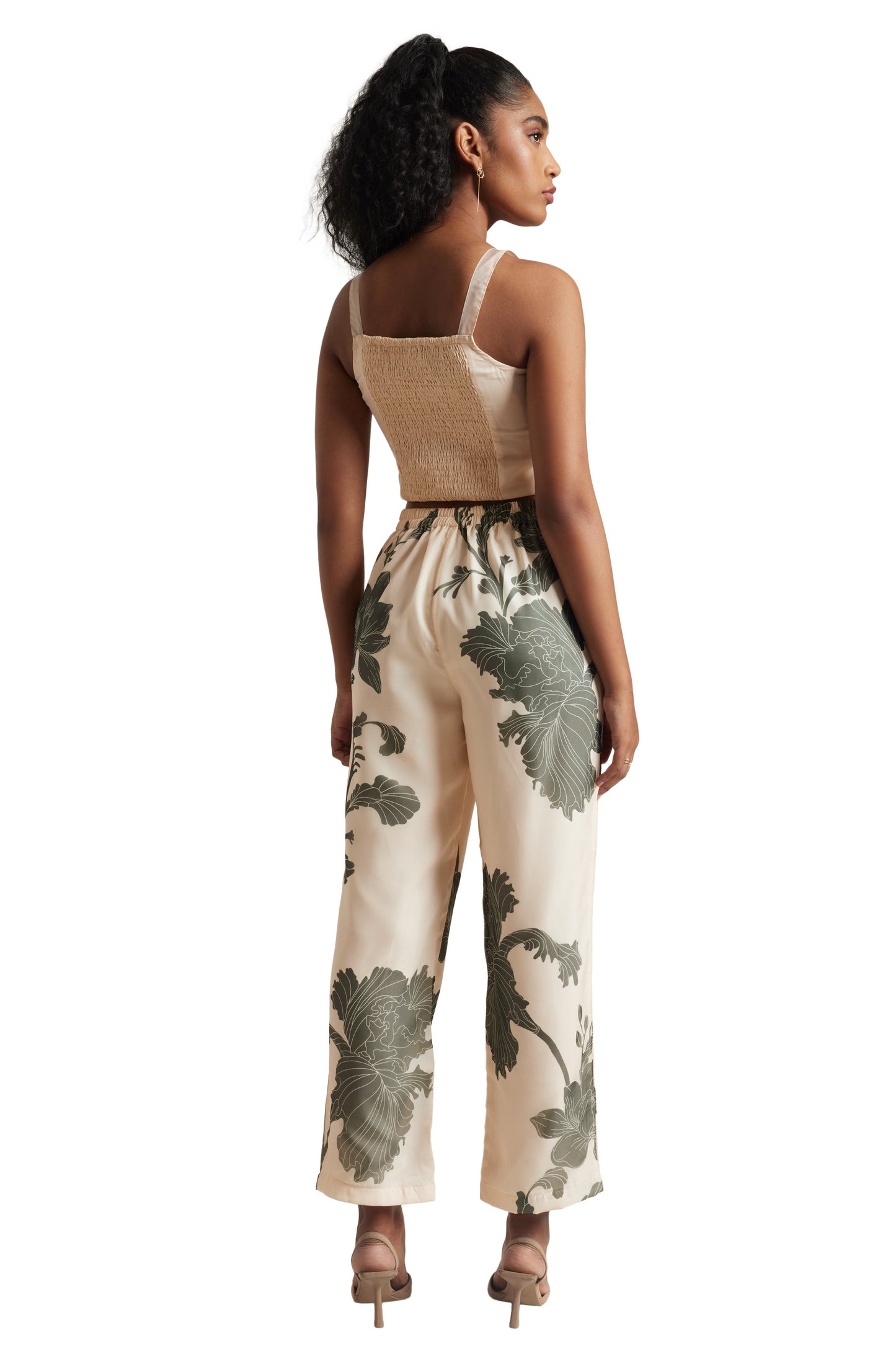 Zaccai Women's Cream Organza Floral Co-ord Set - Swadesiicart
