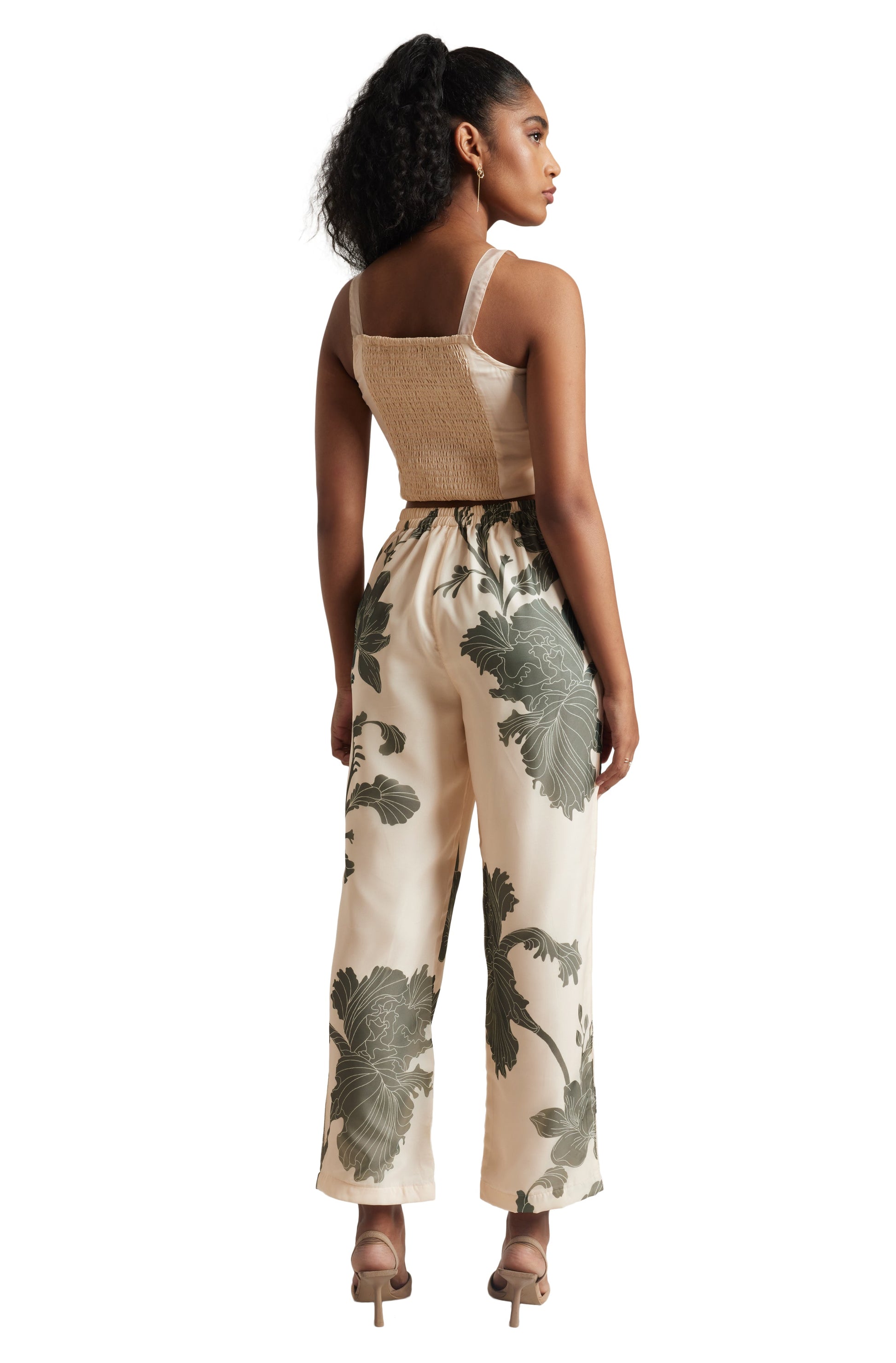 Zaccai Women's Cream Organza Floral Co-ord Set - Swadesiicart