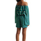 Zaccai Women's Teal Georgette Geometric Co-ord Set - Swadesiicart