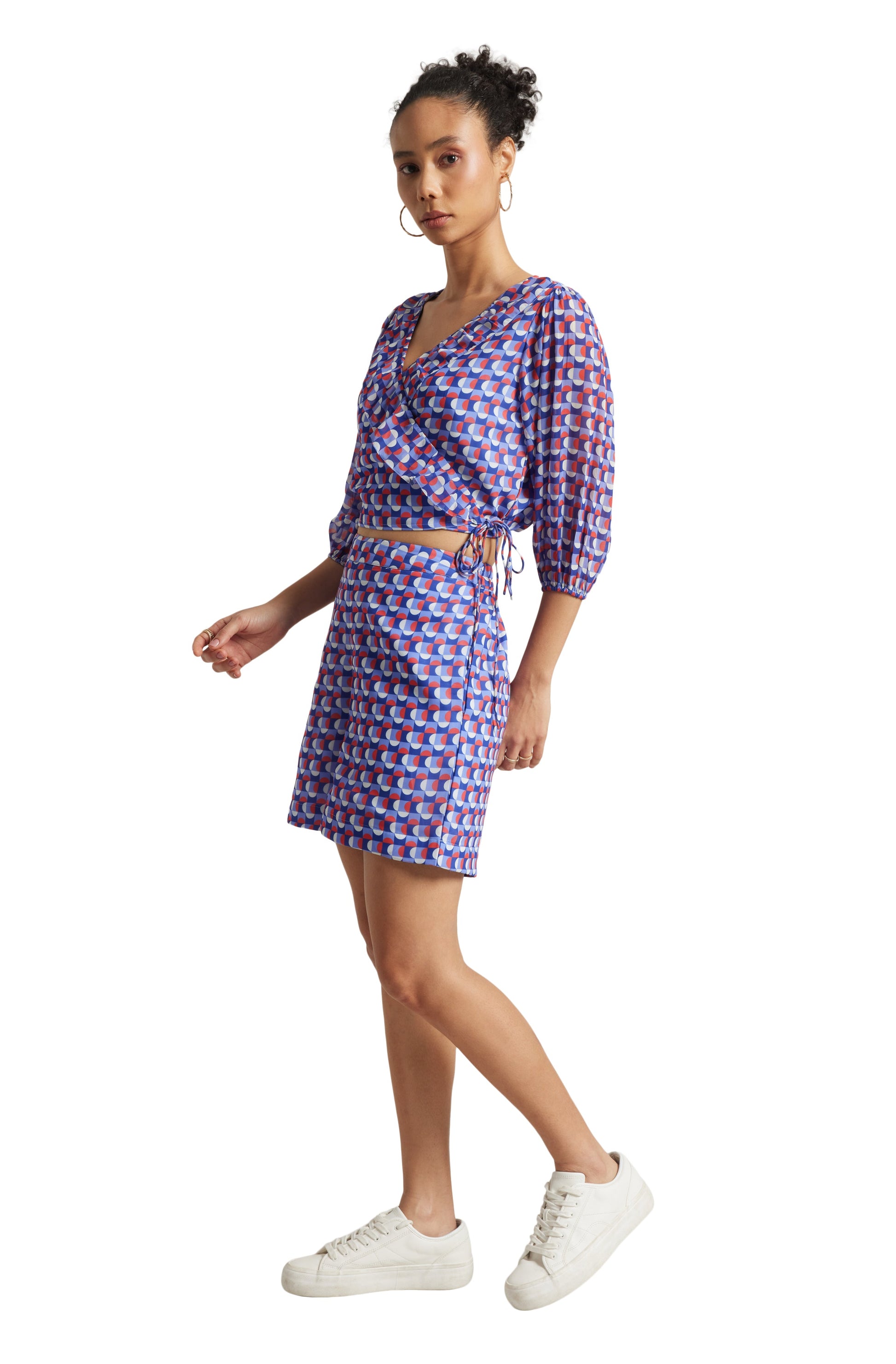 Zaccai Women's Purple Georgette Geometric Co-ord Set - Swadesiicart