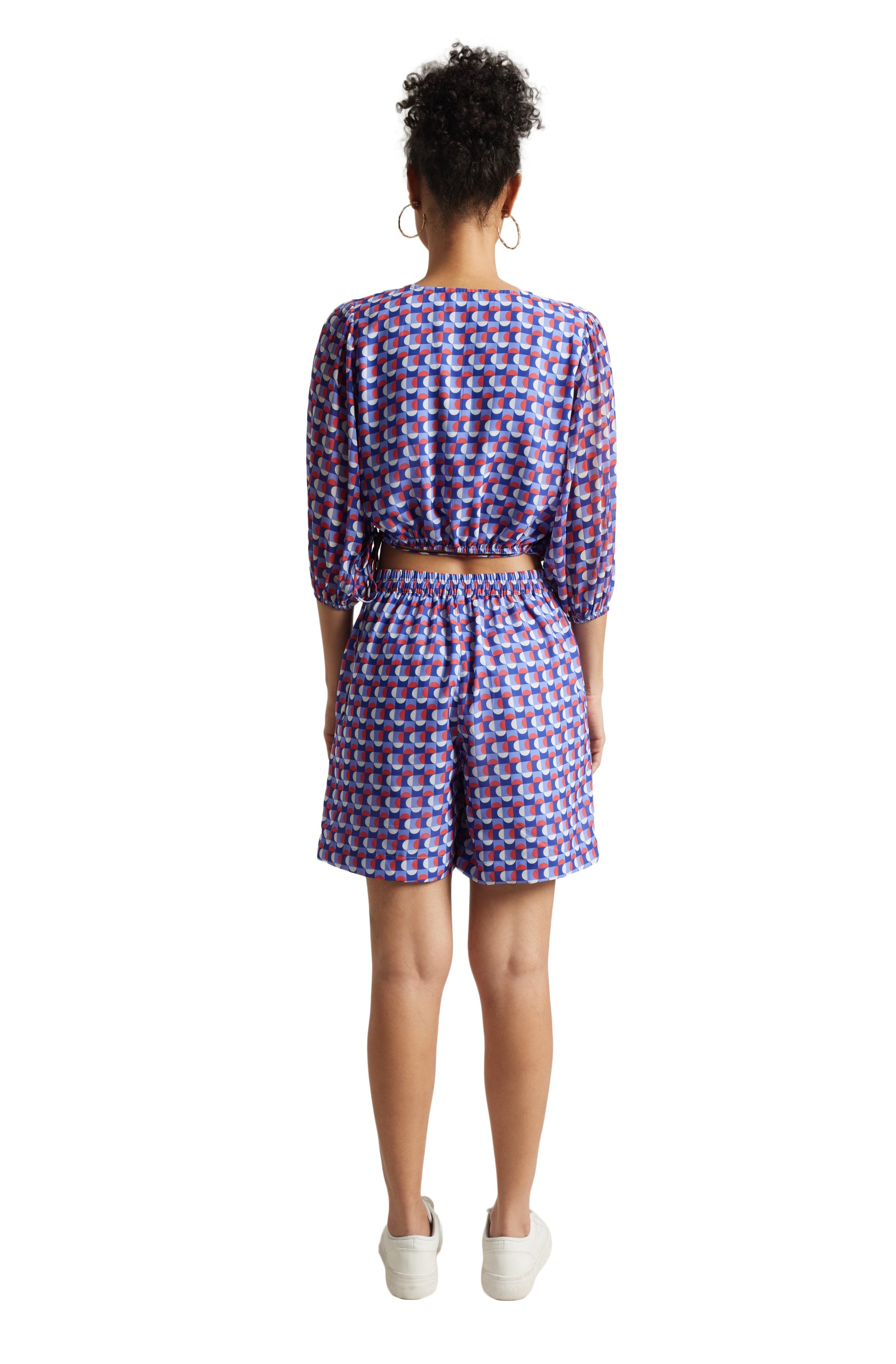 Zaccai Women's Purple Georgette Geometric Co-ord Set - Swadesiicart