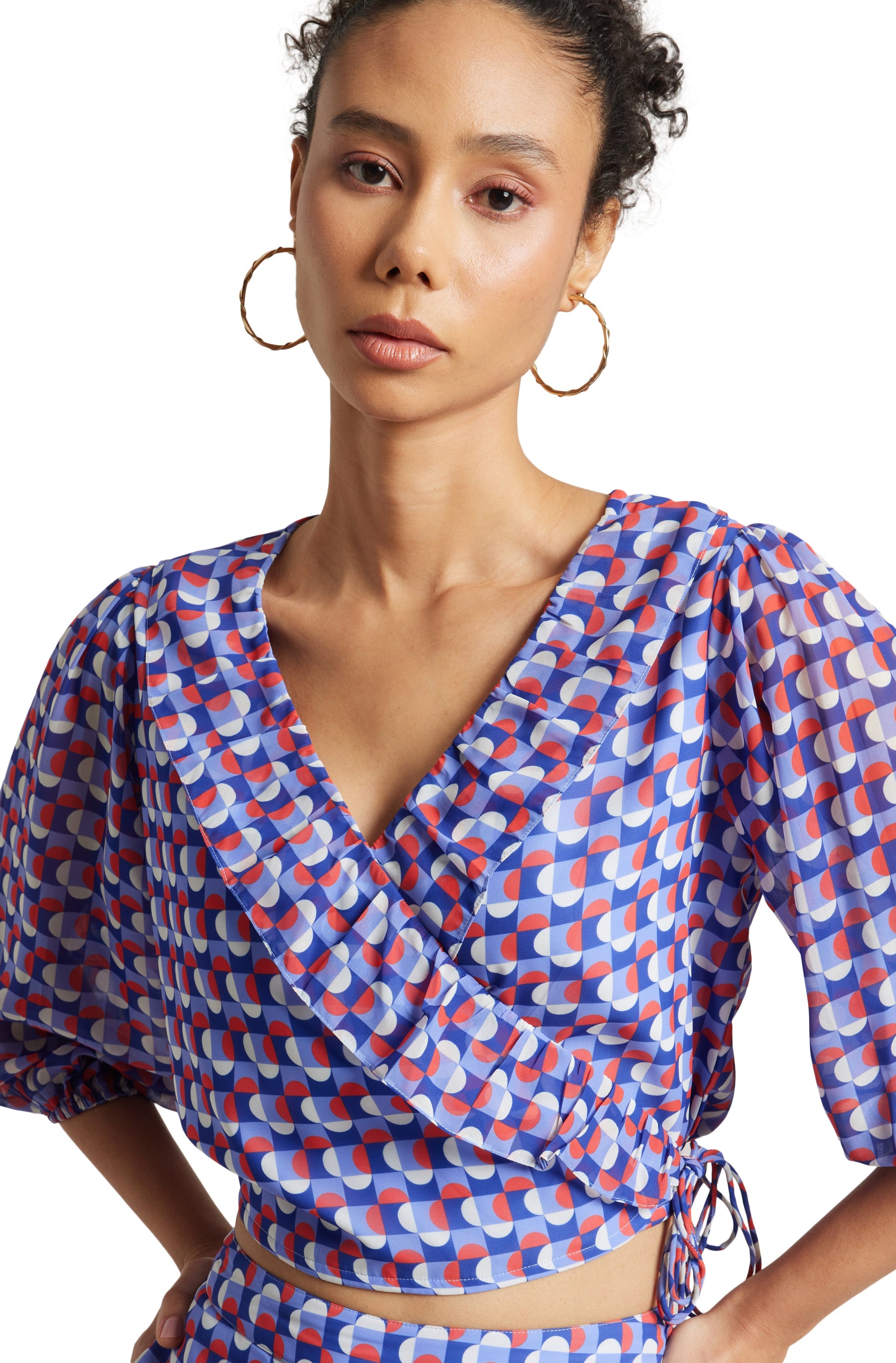 Zaccai Women's Purple Georgette Geometric Co-ord Set - Swadesiicart