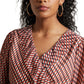 Zaccai Women's Brown Georgette Geometric Co-ord Set - Swadesiicart