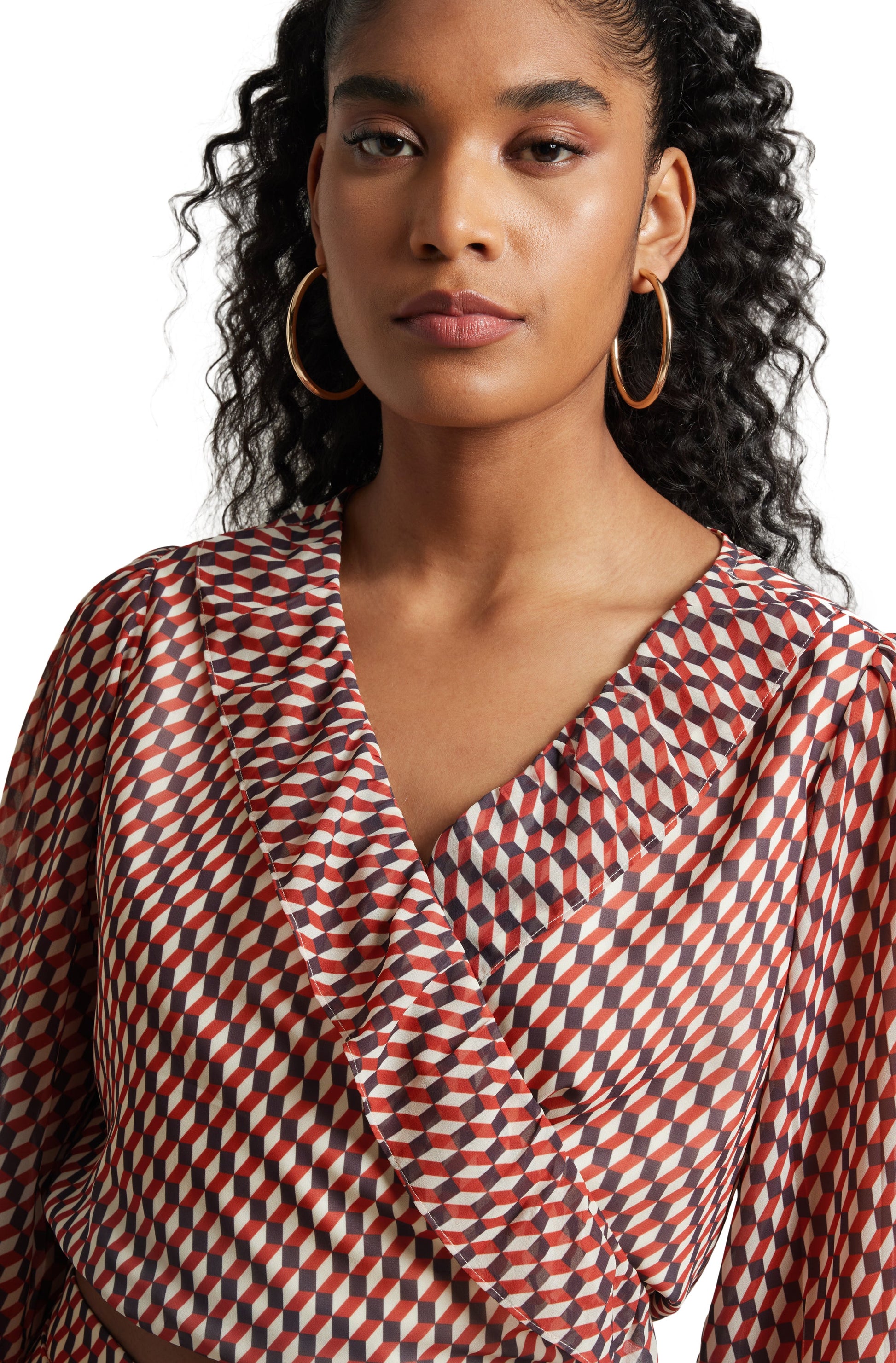 Zaccai Women's Brown Georgette Geometric Co-ord Set - Swadesiicart