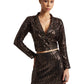 Zaccai Women's Black Poly Elastane Sequined Co-ord Set - Swadesiicart