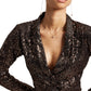 Zaccai Women's Black Poly Elastane Sequined Co-ord Set - Swadesiicart