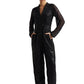 Zaccai Women's Black Poly Elastane Sequined Jumpsuit - Swadesiicart