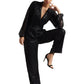 Zaccai Women's Black Poly Elastane Sequined Jumpsuit - Swadesiicart