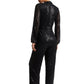 Zaccai Women's Black Poly Elastane Sequined Jumpsuit - Swadesiicart