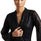 Zaccai Women's Black Poly Elastane Sequined Jumpsuit - Swadesiicart