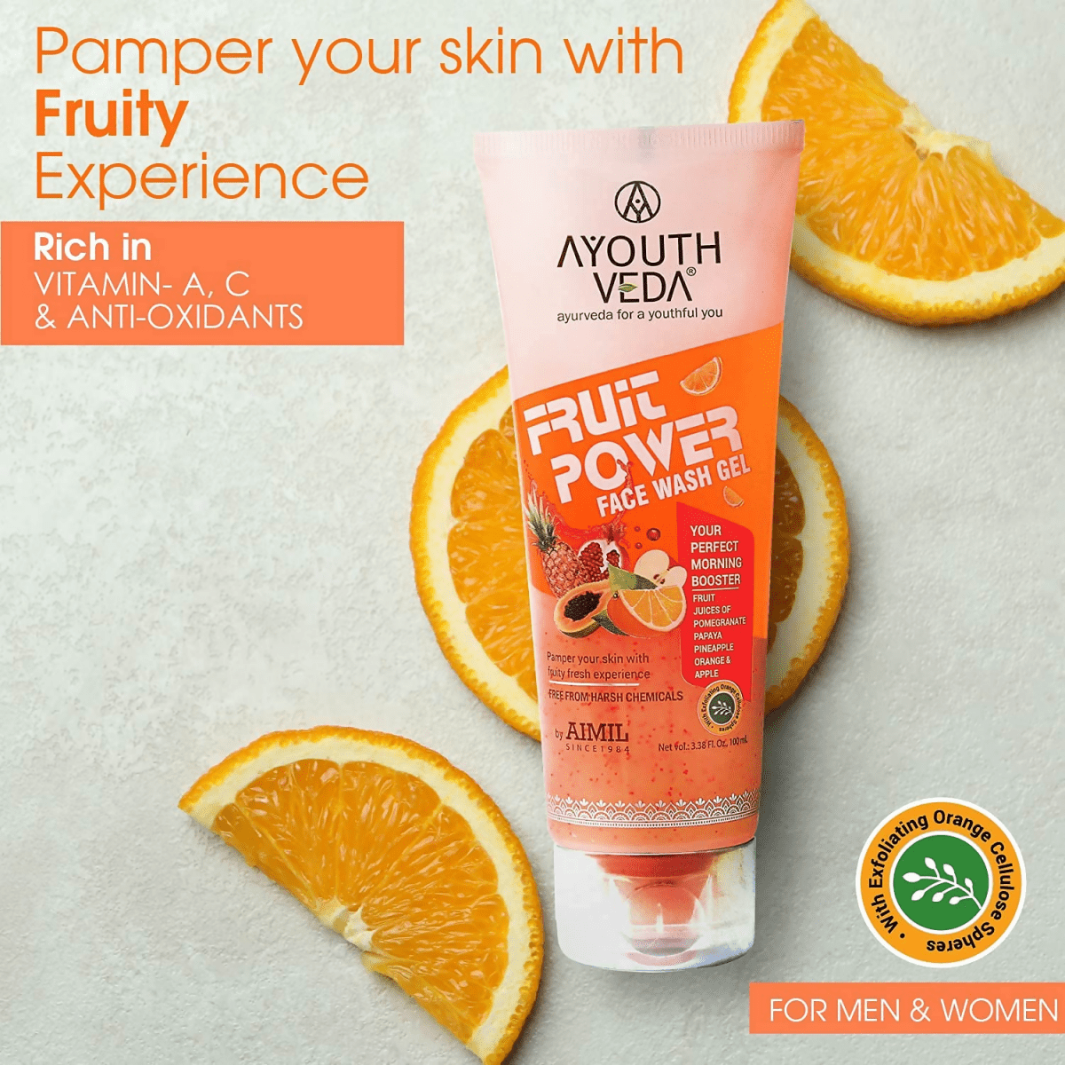 Ayouthveda Fruit Power Face Wash Gel - Swadesiicart