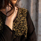 Zibaa Black Georgette Nyra Cut Chikankari Kurti - Swadesiicart