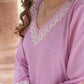 Zibaa Lilac Rayon Chikankari Co-ord Set - Swadesiicart