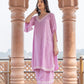 Zibaa Lilac Rayon Chikankari Co-ord Set - Swadesiicart
