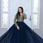 Jyoti Fashion Women's Navy Blue Sequence Zari Embroidered Faux Blooming Anarkali Dress | Swadesiicart