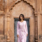 Zibaa Modal Blush Pink Long Chikankari Kurti - Swadesiicart