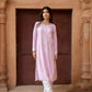Zibaa Modal Blush Pink Long Chikankari Kurti - Swadesiicart