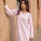 Zibaa Modal Blush Pink Long Chikankari Kurti - Swadesiicart