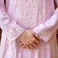 Zibaa Modal Blush Pink Long Chikankari Kurti - Swadesiicart