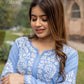 Zibaa Modal Powder Blue Long Chikankari Kurti - Swadesiicart