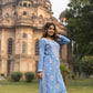 Zibaa Modal Powder Blue Long Chikankari Kurti - Swadesiicart