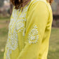 Zibaa Modal Olive Green Long Chikankari Kurti - Swadesiicart