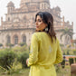Zibaa Modal Olive Green Long Chikankari Kurti - Swadesiicart