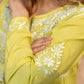Zibaa Modal Olive Green Long Chikankari Kurti - Swadesiicart