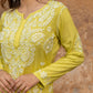 Zibaa Modal Olive Green Long Chikankari Kurti - Swadesiicart