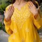 Zibaa Modal Mustard Yellow Short Chikankari Kurti - Swadesiicart