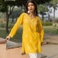 Zibaa Modal Mustard Yellow Short Chikankari Kurti - Swadesiicart