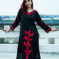 Zibaa Modal Red & Black Chikankari Kurta - Swadesiicart