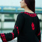 Zibaa Modal Red & Black Chikankari Kurta - Swadesiicart