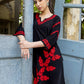 Zibaa Modal Red & Black Chikankari Kurta - Swadesiicart