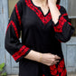 Zibaa Modal Red & Black Chikankari Kurta - Swadesiicart