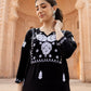 Zibaa Modal White & Black Chikankari Kurti - Swadesiicart