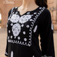 Zibaa Modal White & Black Chikankari Kurti - Swadesiicart