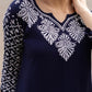Zibaa Rayon Chikankari Kurti with Jaal work - Swadesiicart