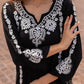 Zibaa Modal Black Chikankari Kurti - Swadesiicart