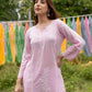 Zibaa Modal Pink Chikankari Kurti - Swadesiicart