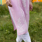 Zibaa Modal Pink Chikankari Kurti - Swadesiicart