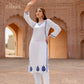 Zibaa Rayon White Chikankari Kurti - Swadesiicart