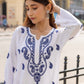 Zibaa Rayon White Chikankari Kurti with small motifs - Swadesiicart