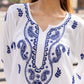 Zibaa Rayon White Chikankari Kurti with small motifs - Swadesiicart