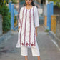 Zibaa Modal White Chikankari Kurti With Maroon Bel - Swadesiicart