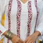 Zibaa Modal White Chikankari Kurti With Maroon Bel - Swadesiicart