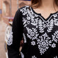 Zibaa Modal Black Short Chikankari Kurti - Swadesiicart