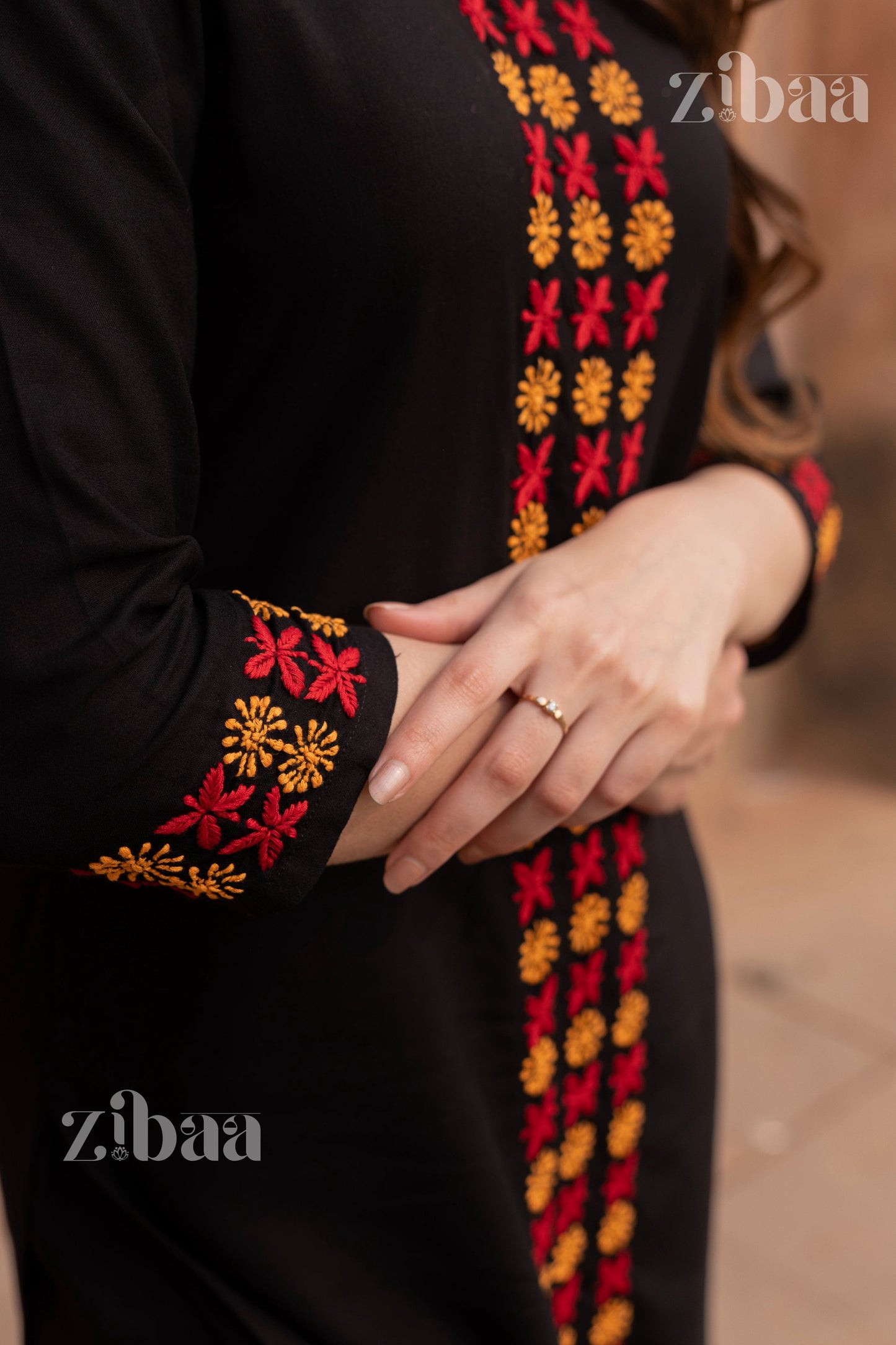 Zibaa Luxury Rayon Black Chikankari Kurta Set - Swadesiicart